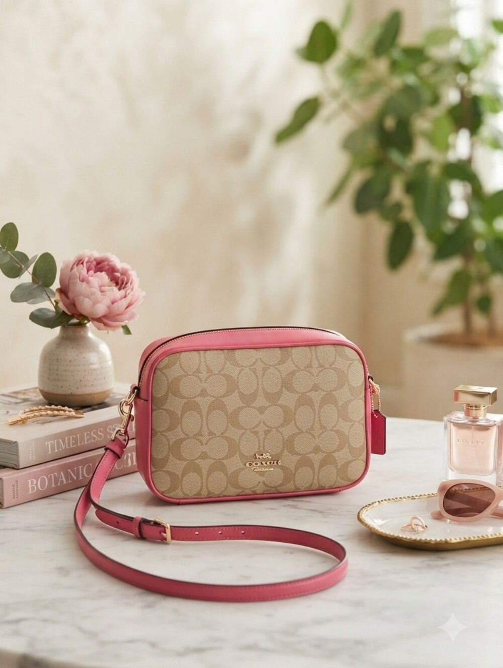 Coach Signature Canvas Crossbody Bag in Pink